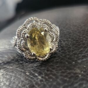 Affinity Sterling Silver 3.25cttw Lemon Quartz & Diamond Scalloped Ring Sz 9
